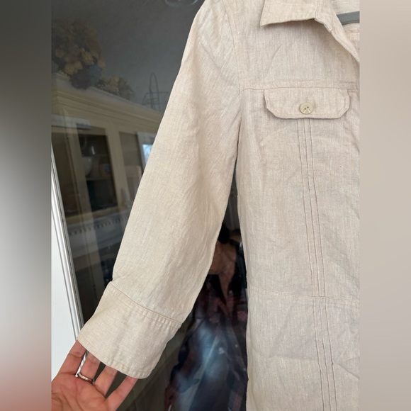 Linen Oatmeal Button-Up Dress - Picture 2 of 9
